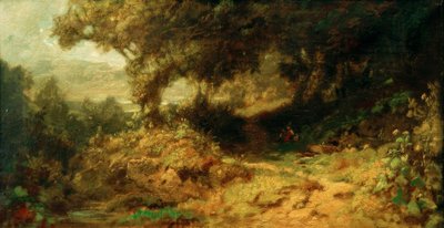 Paysage forestier (Enfants se reposant près de la fontaine) - Carl Spitzweg